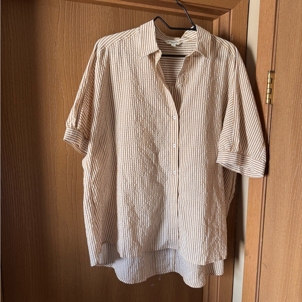 Max Studio Cream Casual Button Down Shirt